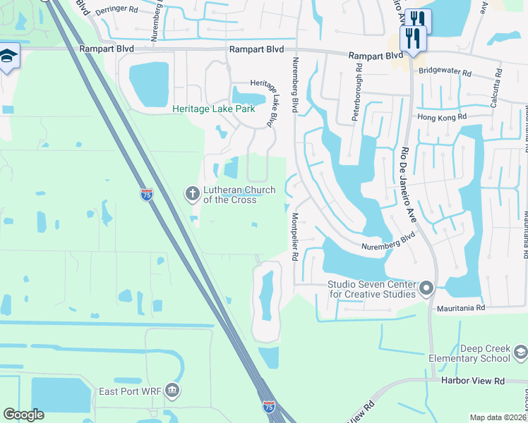 map of restaurants, bars, coffee shops, grocery stores, and more near 2380 Luther Road in Punta Gorda