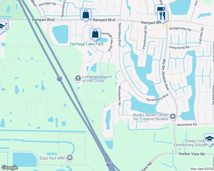 map of restaurants, bars, coffee shops, grocery stores, and more near 2380 Luther Road in Punta Gorda