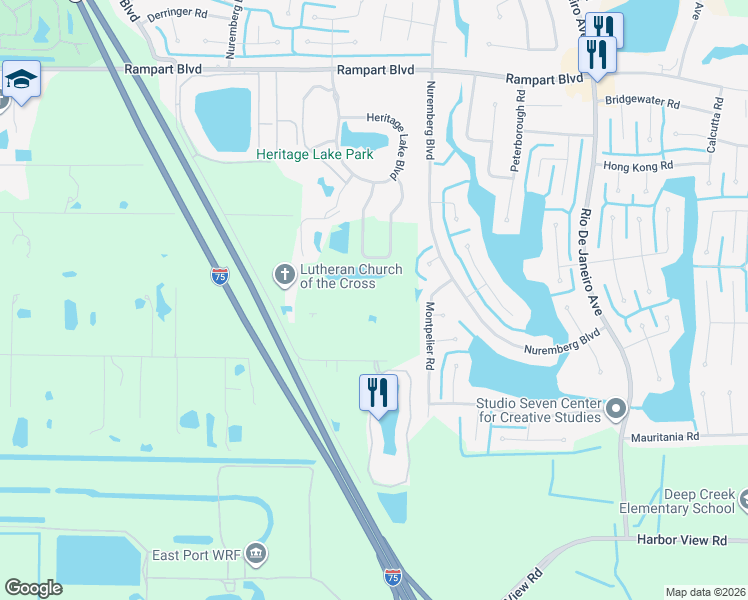 map of restaurants, bars, coffee shops, grocery stores, and more near 2370 Luther Road in Punta Gorda