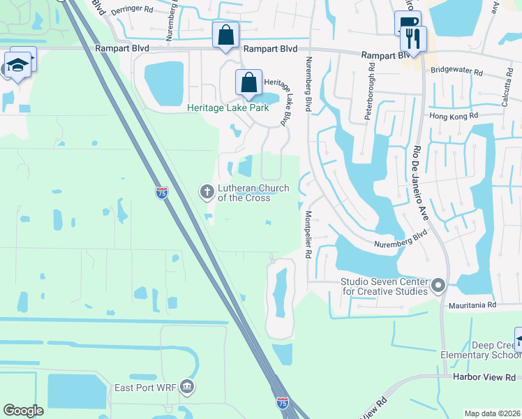 map of restaurants, bars, coffee shops, grocery stores, and more near 2370 Luther Road in Punta Gorda