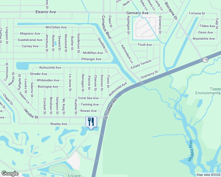 map of restaurants, bars, coffee shops, grocery stores, and more near 15037 Dorn Terrace in Port Charlotte