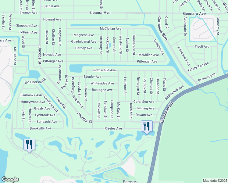 map of restaurants, bars, coffee shops, grocery stores, and more near 14323 Bastogne Avenue in Port Charlotte