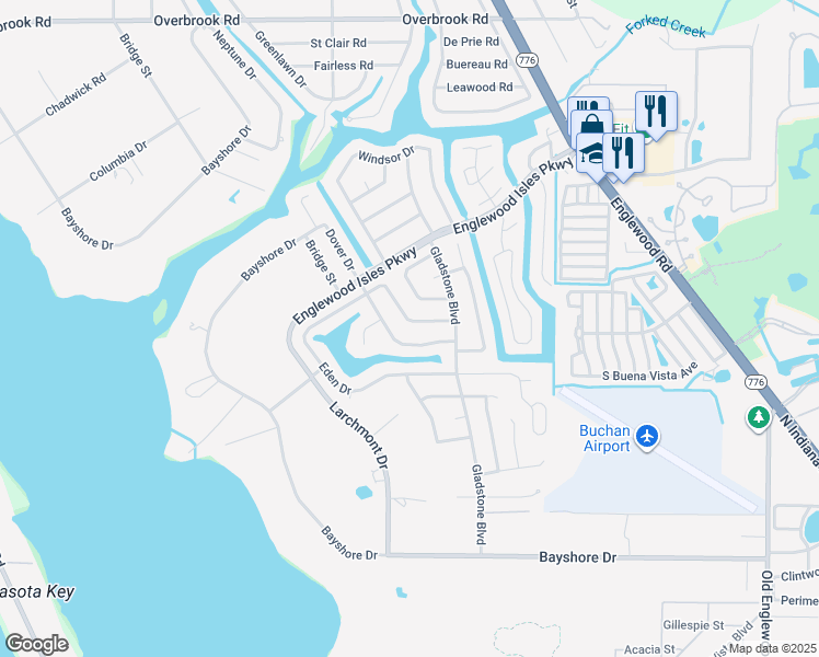 map of restaurants, bars, coffee shops, grocery stores, and more near 455 Firethorn Avenue in Englewood
