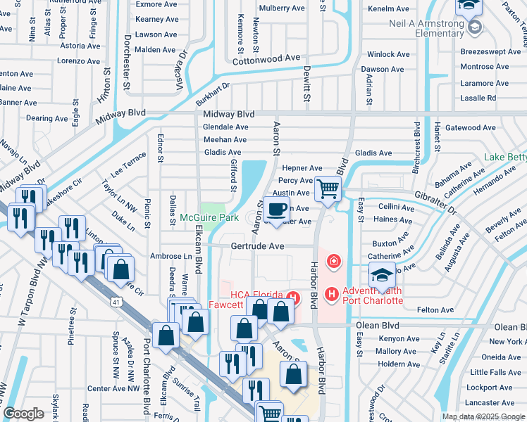 map of restaurants, bars, coffee shops, grocery stores, and more near 21251 Coulton Avenue in Port Charlotte