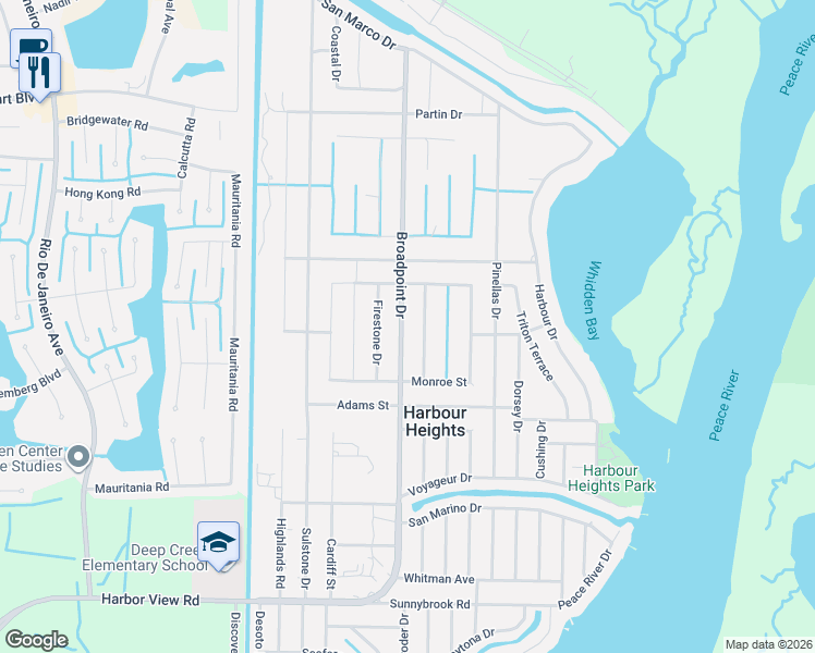 map of restaurants, bars, coffee shops, grocery stores, and more near 2306 Broadpoint Drive in Punta Gorda
