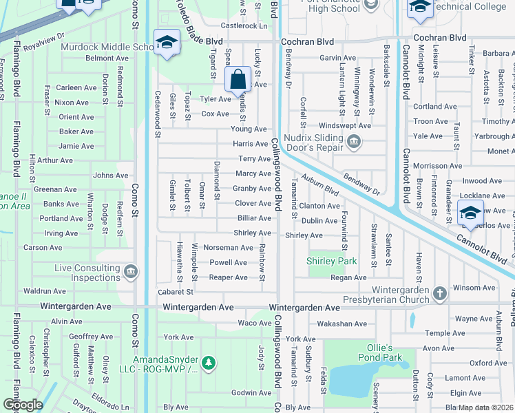 map of restaurants, bars, coffee shops, grocery stores, and more near 17464 Billiar Avenue in Port Charlotte