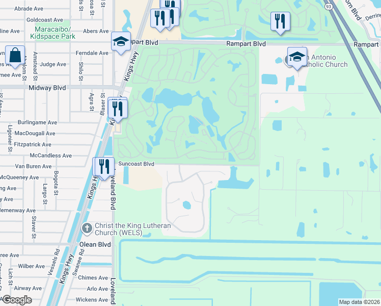 map of restaurants, bars, coffee shops, grocery stores, and more near Nipigon Trail in Punta Gorda