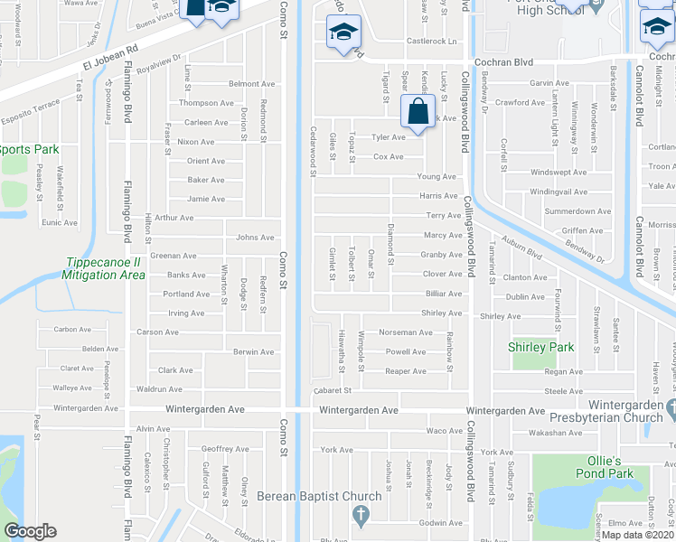 map of restaurants, bars, coffee shops, grocery stores, and more near 2322 Gimlet Street in Port Charlotte