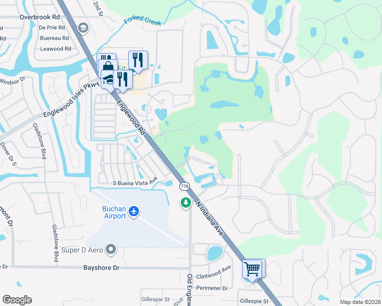 map of restaurants, bars, coffee shops, grocery stores, and more near 11 Boca Royale Boulevard in Englewood