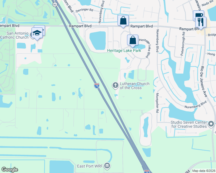 map of restaurants, bars, coffee shops, grocery stores, and more near 2445 Luther Road in Punta Gorda