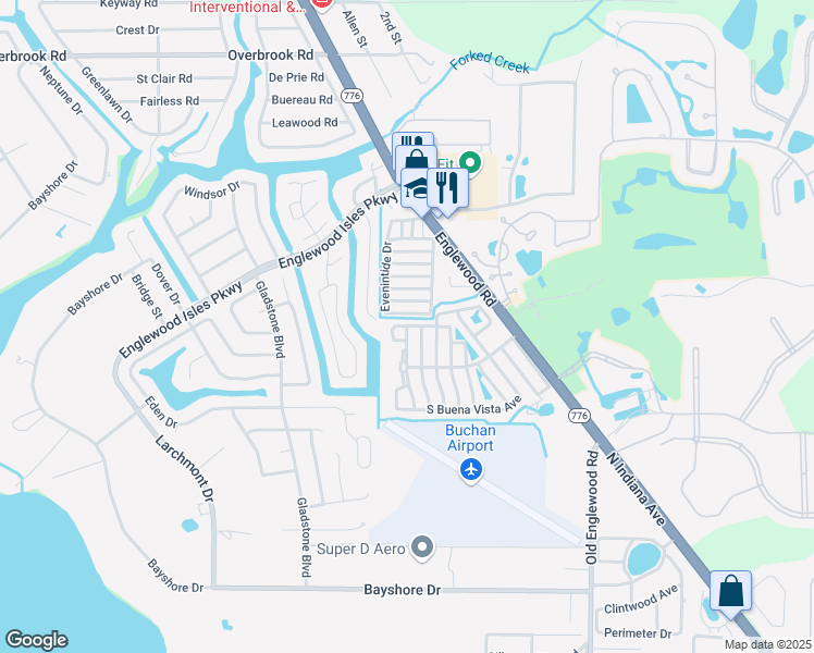 map of restaurants, bars, coffee shops, grocery stores, and more near 123 North Marina Plaza in Englewood