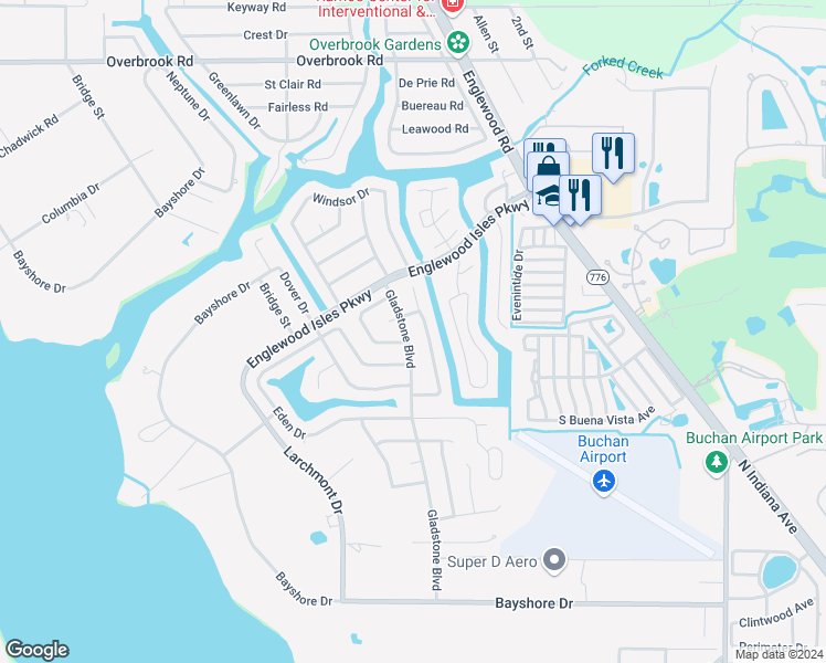 map of restaurants, bars, coffee shops, grocery stores, and more near 313 Gladstone Boulevard in Englewood
