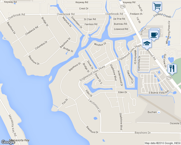 map of restaurants, bars, coffee shops, grocery stores, and more near 2 Bridge Street in Englewood