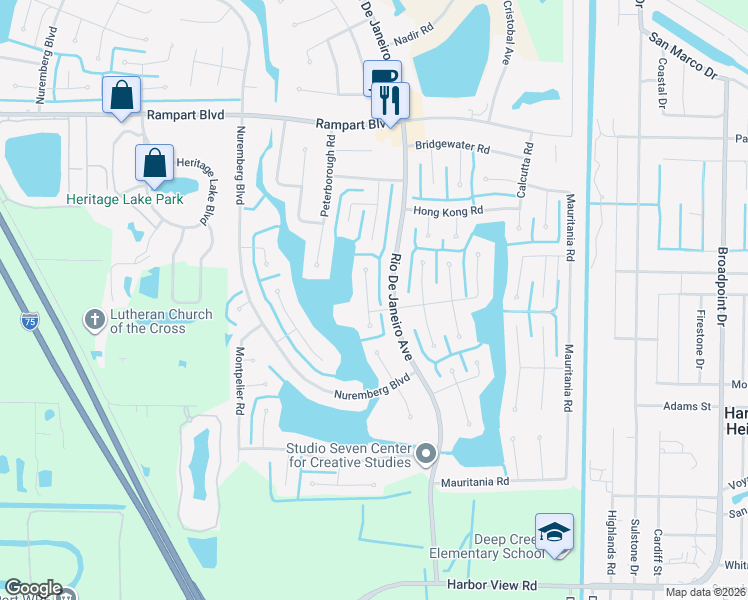 map of restaurants, bars, coffee shops, grocery stores, and more near 2272 Kenya Court in Punta Gorda