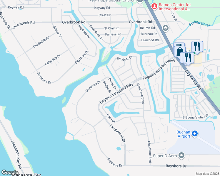 map of restaurants, bars, coffee shops, grocery stores, and more near 2 Bridge Street in Englewood