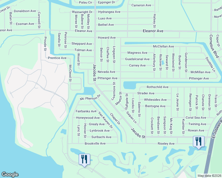 map of restaurants, bars, coffee shops, grocery stores, and more near 14070 Larson Avenue in Port Charlotte