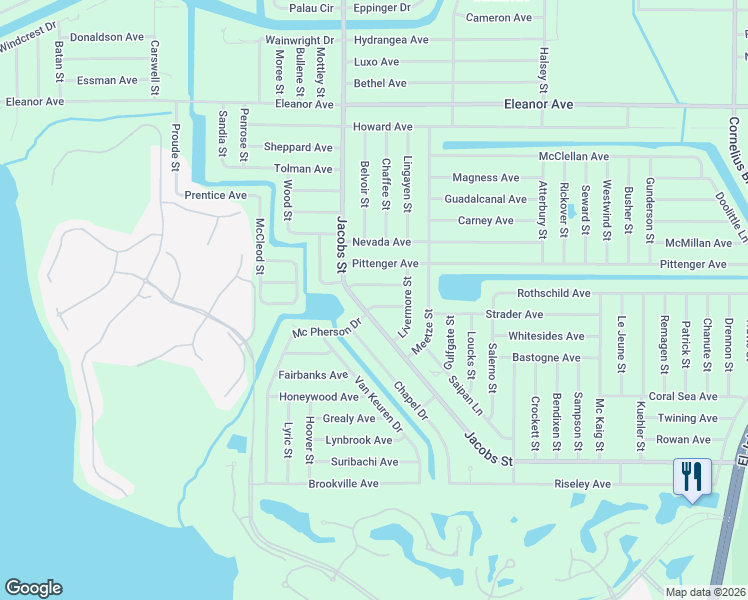 map of restaurants, bars, coffee shops, grocery stores, and more near 14028 Larson Avenue in Port Charlotte