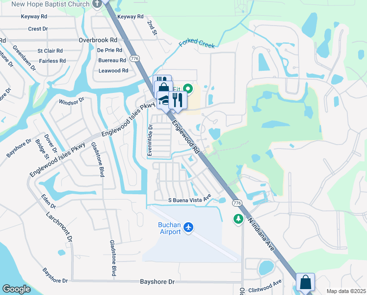 map of restaurants, bars, coffee shops, grocery stores, and more near 10313 Hebblewhite Court in Englewood