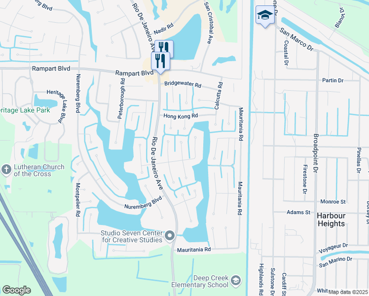map of restaurants, bars, coffee shops, grocery stores, and more near 2236 Bengal Court in Punta Gorda
