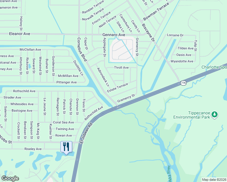 map of restaurants, bars, coffee shops, grocery stores, and more near 15187 Estate Terrace in Port Charlotte