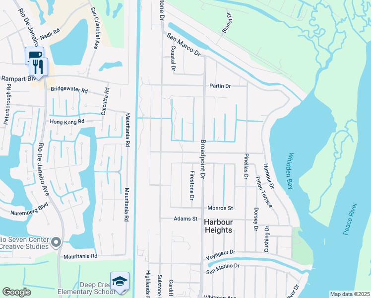map of restaurants, bars, coffee shops, grocery stores, and more near 27096 Washington Street in Punta Gorda