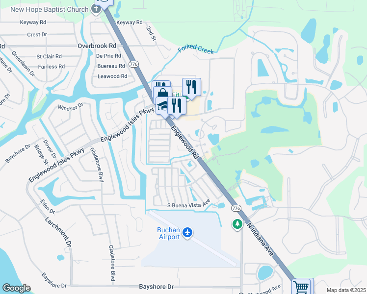 map of restaurants, bars, coffee shops, grocery stores, and more near 10322 Hebblewhite Court in Englewood