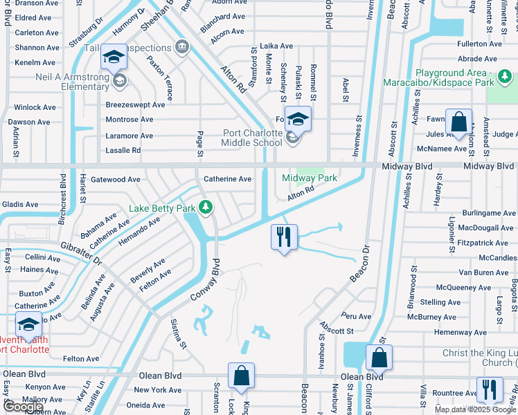 map of restaurants, bars, coffee shops, grocery stores, and more near 2226 Hayworth Road in Port Charlotte