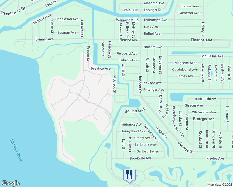 map of restaurants, bars, coffee shops, grocery stores, and more near 13410 Wade Drive in Port Charlotte