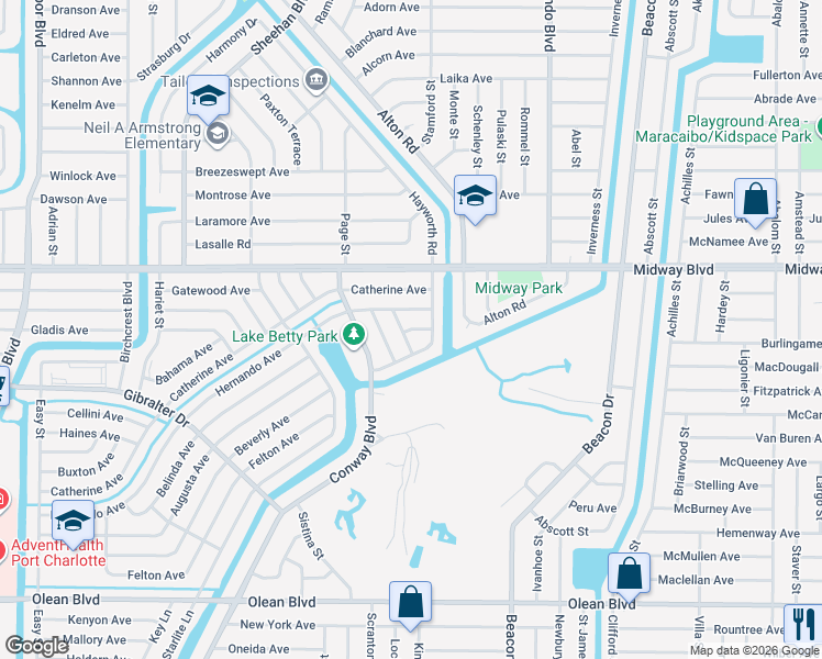 map of restaurants, bars, coffee shops, grocery stores, and more near 2201 Anne Avenue in Port Charlotte