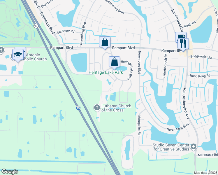 map of restaurants, bars, coffee shops, grocery stores, and more near 2140 Heron Lake Drive in Punta Gorda