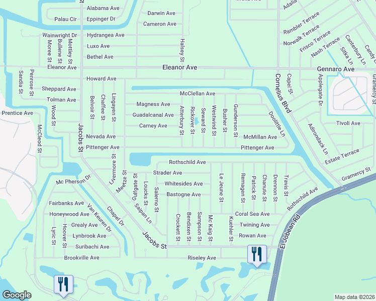 map of restaurants, bars, coffee shops, grocery stores, and more near 14272 Rothschild Avenue in Port Charlotte