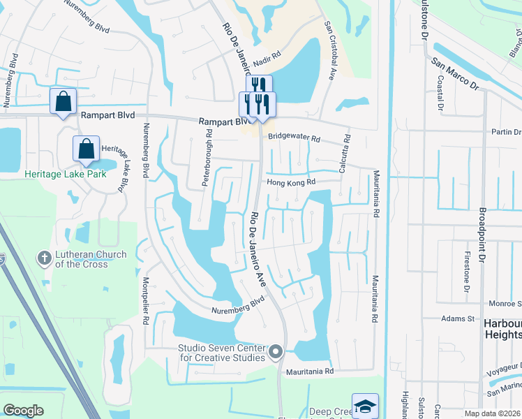 map of restaurants, bars, coffee shops, grocery stores, and more near 2219 Bonn Court in Punta Gorda