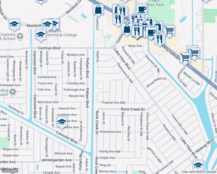 map of restaurants, bars, coffee shops, grocery stores, and more near 954 Andrews Avenue Northwest in Port Charlotte