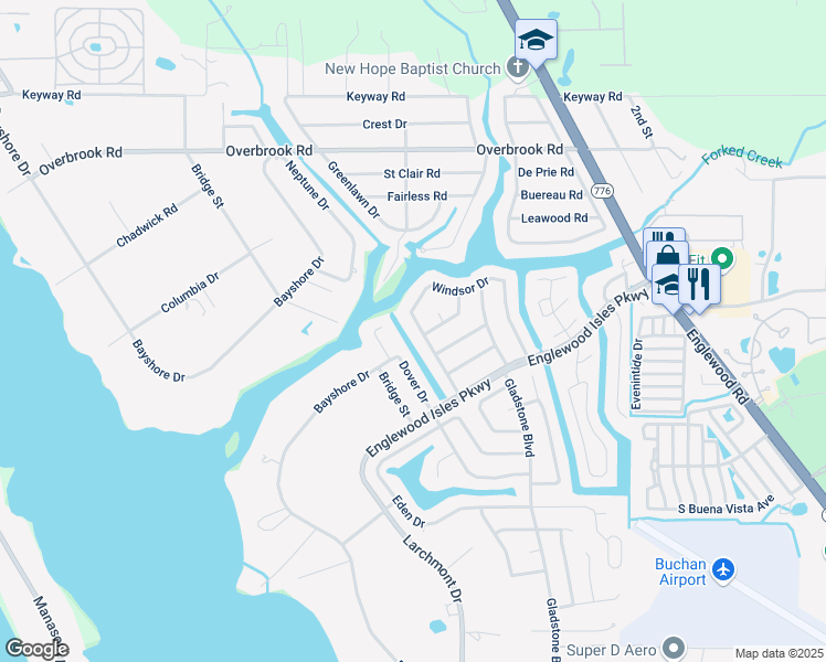 map of restaurants, bars, coffee shops, grocery stores, and more near 70 Windsor Drive in Englewood