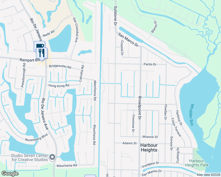 map of restaurants, bars, coffee shops, grocery stores, and more near 2152 Highlands Road in Punta Gorda