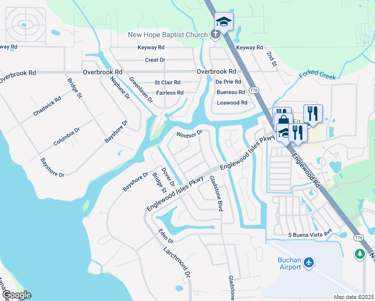 map of restaurants, bars, coffee shops, grocery stores, and more near 8 Stone Mountain Boulevard in Englewood