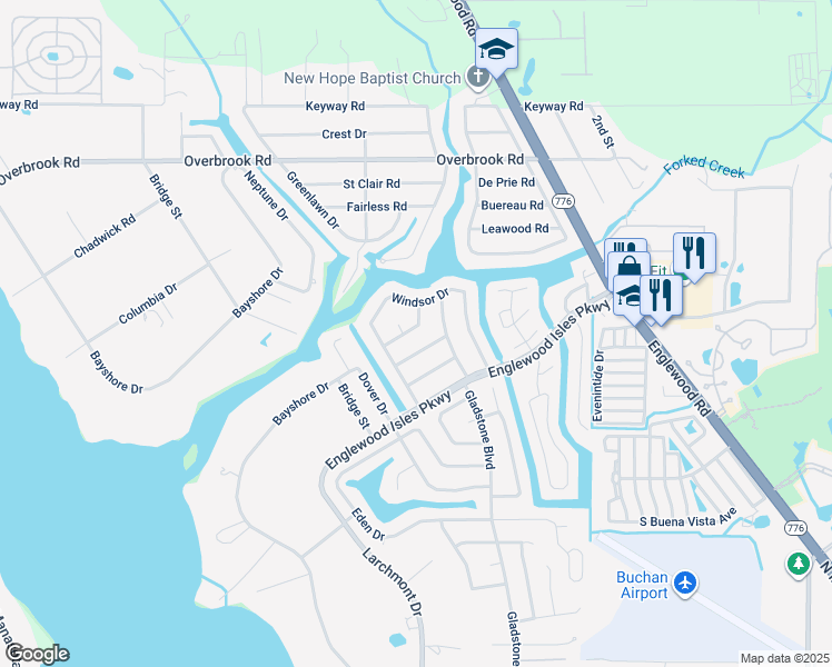 map of restaurants, bars, coffee shops, grocery stores, and more near 8 Stone Mountain Boulevard in Englewood