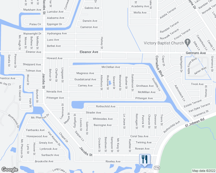 map of restaurants, bars, coffee shops, grocery stores, and more near 2195 Seward Street in Port Charlotte