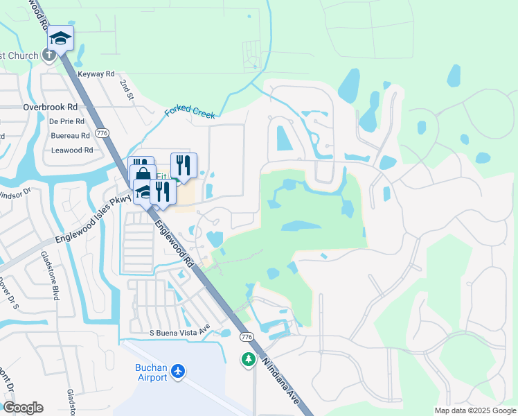 map of restaurants, bars, coffee shops, grocery stores, and more near Golf View Drive in Englewood