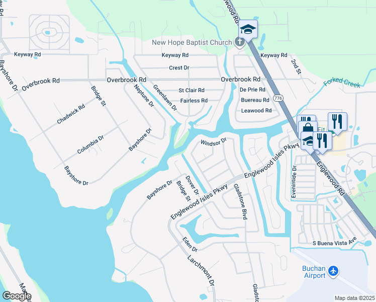 map of restaurants, bars, coffee shops, grocery stores, and more near 56 Windsor Drive in Englewood