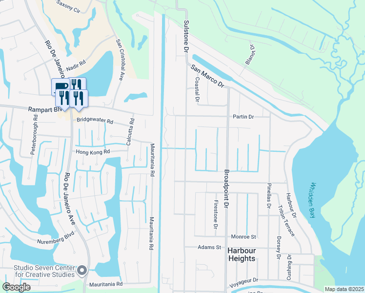 map of restaurants, bars, coffee shops, grocery stores, and more near 2098 Highlands Road in Punta Gorda