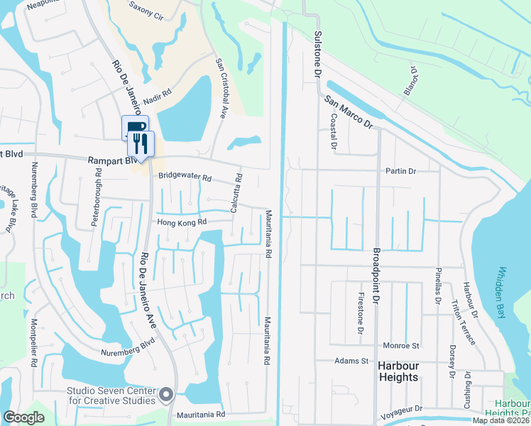 map of restaurants, bars, coffee shops, grocery stores, and more near 2176 Mauritania Road in Punta Gorda