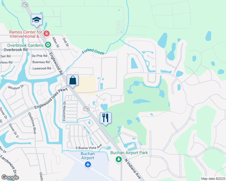 map of restaurants, bars, coffee shops, grocery stores, and more near 1884 Whispering Pines Circle in Englewood