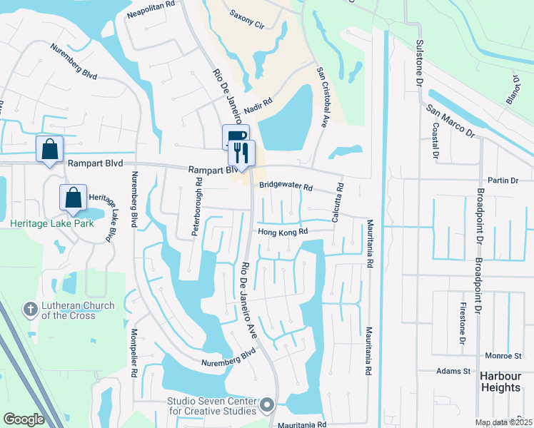 map of restaurants, bars, coffee shops, grocery stores, and more near 2107 Newcastle Lane in Punta Gorda
