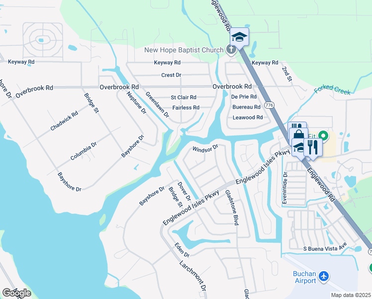 map of restaurants, bars, coffee shops, grocery stores, and more near 56 Windsor Drive in Englewood