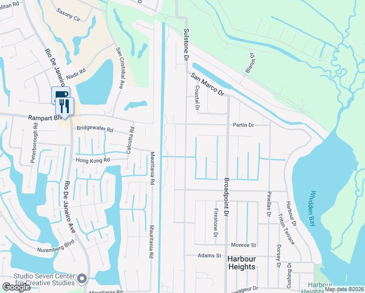 map of restaurants, bars, coffee shops, grocery stores, and more near 2098 Highlands Road in Punta Gorda