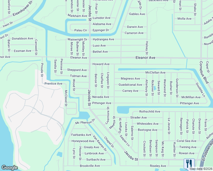 map of restaurants, bars, coffee shops, grocery stores, and more near 2135 Lingayen Street in Port Charlotte