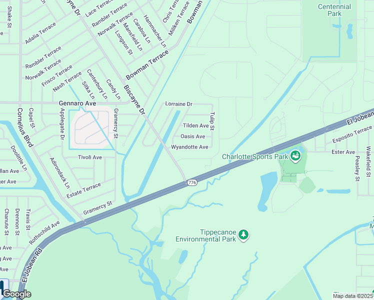 map of restaurants, bars, coffee shops, grocery stores, and more near 15471 Wyandotte Avenue in Port Charlotte