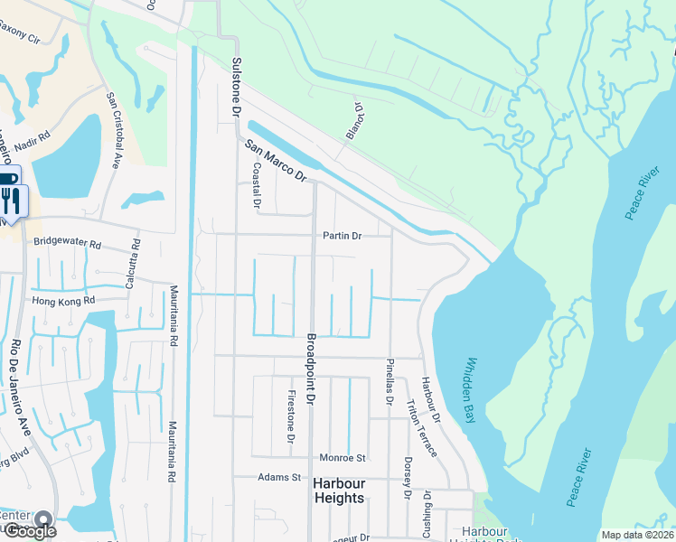 map of restaurants, bars, coffee shops, grocery stores, and more near 2102 Middle Terrace in Punta Gorda