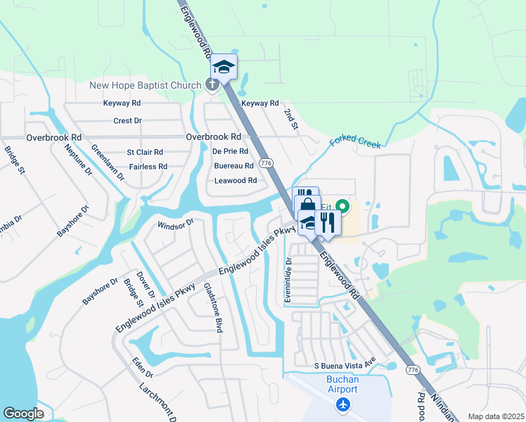 map of restaurants, bars, coffee shops, grocery stores, and more near 402 Marina Isles Parkway in Englewood